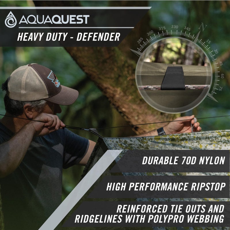 AquaQuest Defender Tarp â€“ Heavyâ€‘Duty Waterproof (20,000 mm) Seamâ€‘Taped Rain Fly for Camping, Bushcraft & Survival â€“ 10Ã—10 Woodland Camo - Image 3